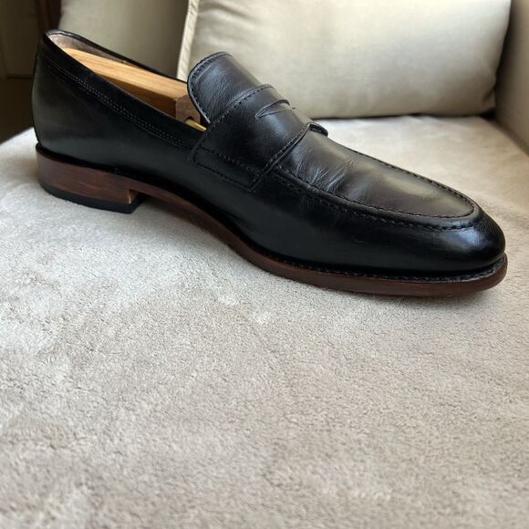 Johnston Murphy Black Leather Slip On Penny Loafer Men 11 Casual Classic Preppy - Picture 3 of 16